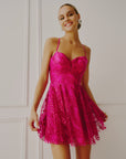 Blondie Nites "Tiara" Short Glitter Mesh Tie Back Party Dress