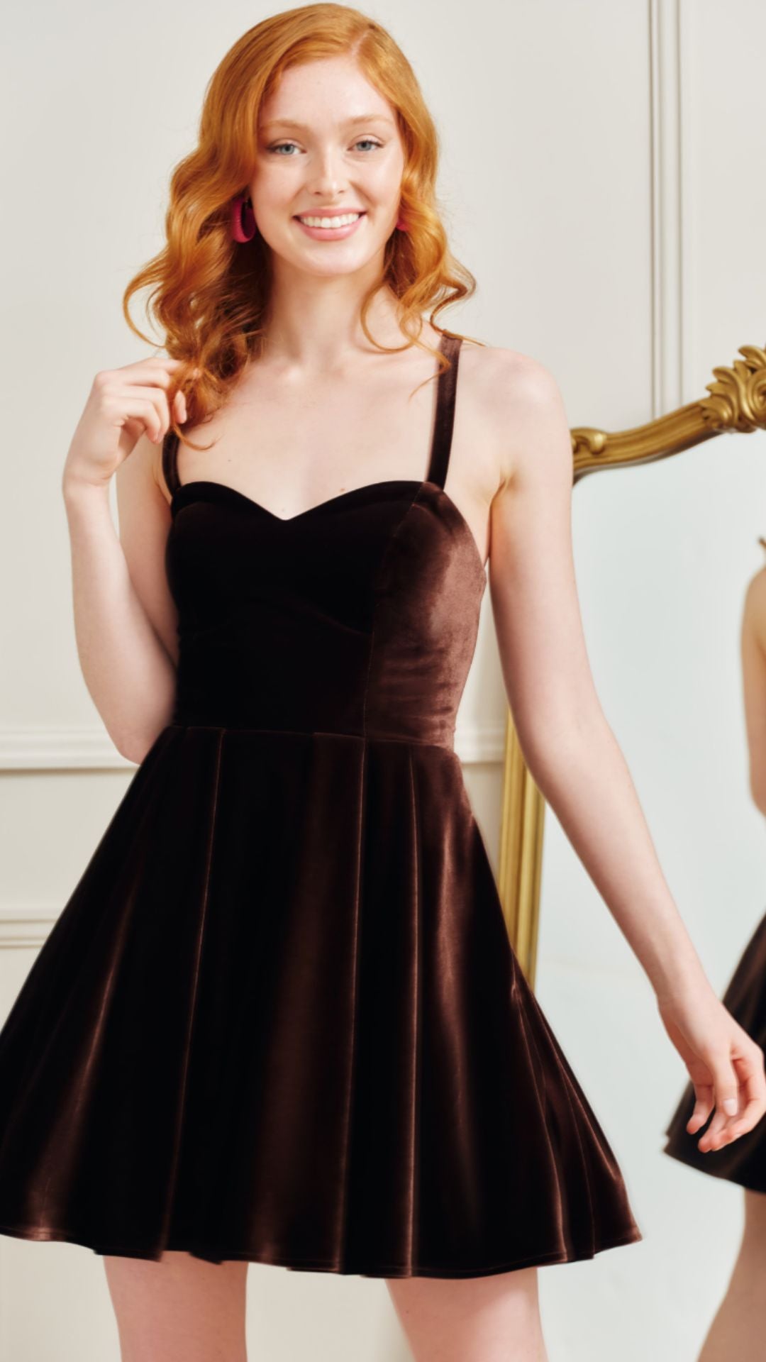 "Ella" Short Velvet Tie Up Back Dress