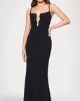"Lola" Scuba Crepe Deep V-Neck Sleeveless Floor Length Dress
