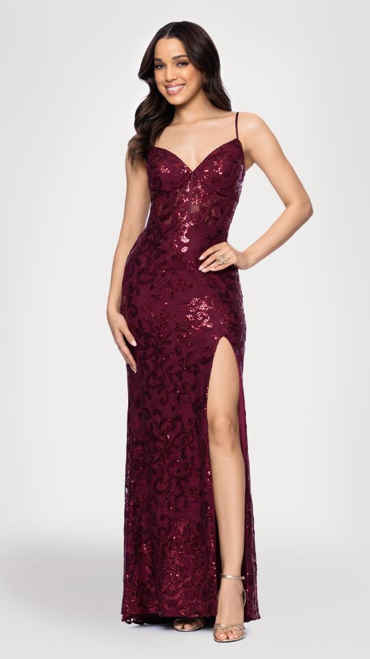 "Kelsey" Long Lace Boning Bodice Dress