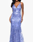"Zoey" Glitter V-Neck Floor Length Dress