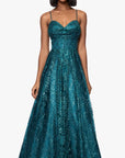 "Megan" Glitter Floor Length Drape Neck Floor Length Dress