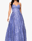 "Megan" Glitter Floor Length Drape Neck Floor Length Dress