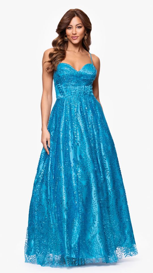 "Megan" Glitter Floor Length Drape Neck Floor Length Dress