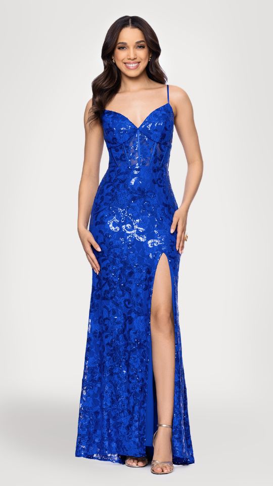 "Kelsey" Long Lace Boning Bodice Dress