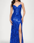"Kelsey" Long Lace Boning Bodice Dress