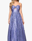 "Anya" Long Glitter Mesh Keyhole Cutout Ballgown