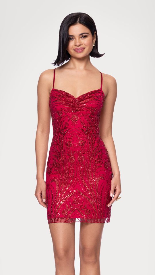"Maxine" Glitter Mesh Spaghetti Strap Short Dress