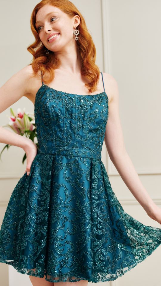 "Becca" Glitter Mesh Short Party Dress