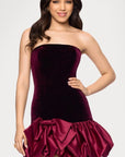 Blondie Nites "Karina" Velvet Strapless Satin Bubble Skirt Short Dress