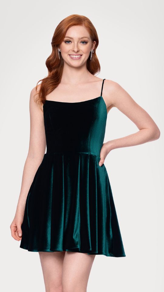 "Jaycee" Velvet Tieback Sleeveless Short Dress