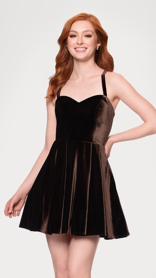 "Ella" Short Velvet Tie Up Back Dress