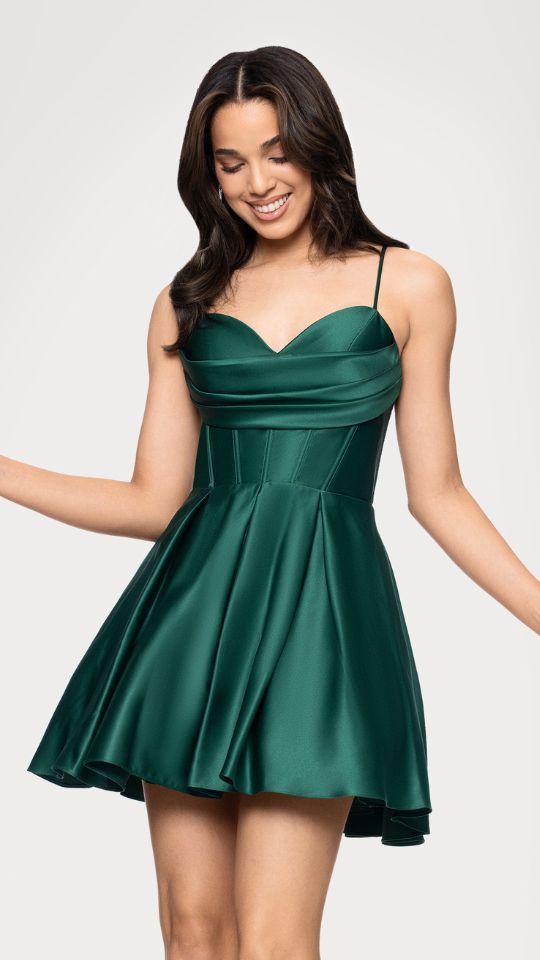 "Lindsay" Short Satin Corset Tie Up Back Dress