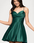 "Lindsay" Short Satin Corset Tie Up Back Dress