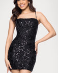 "Deena" Sequin Pattern Corset Short Dress