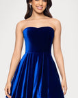 "Lisa" Velvet Strapless Bow Back Short Dress