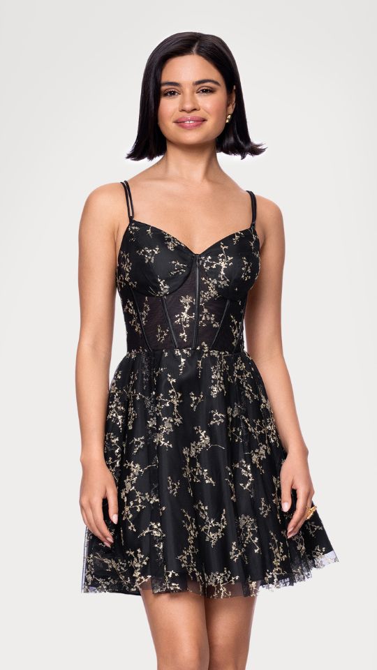 "Rachel" Caviar Glitter Tieback Short Dress