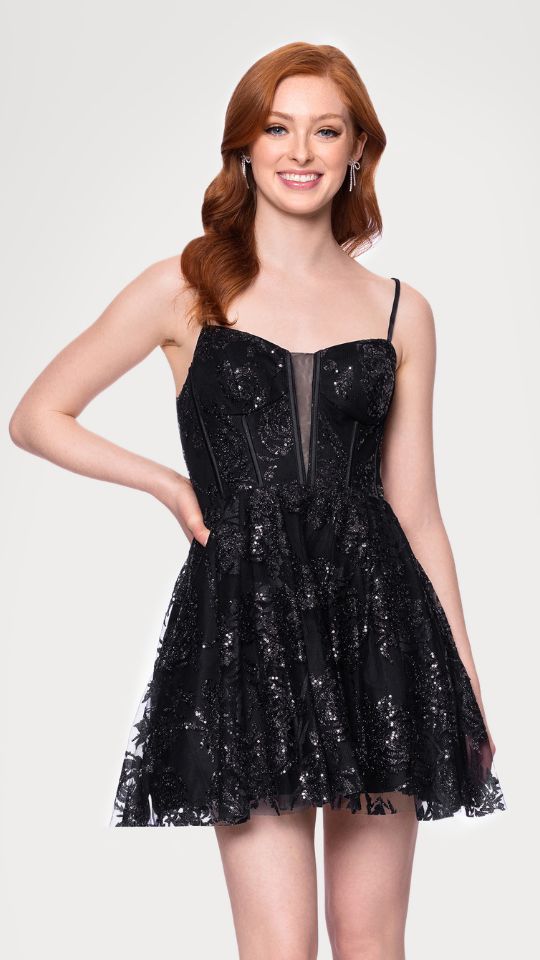 "Serenity" Glitter V-Neck Mesh Short Dress