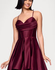 "Lindsay" Short Satin Corset Tie Up Back Dress