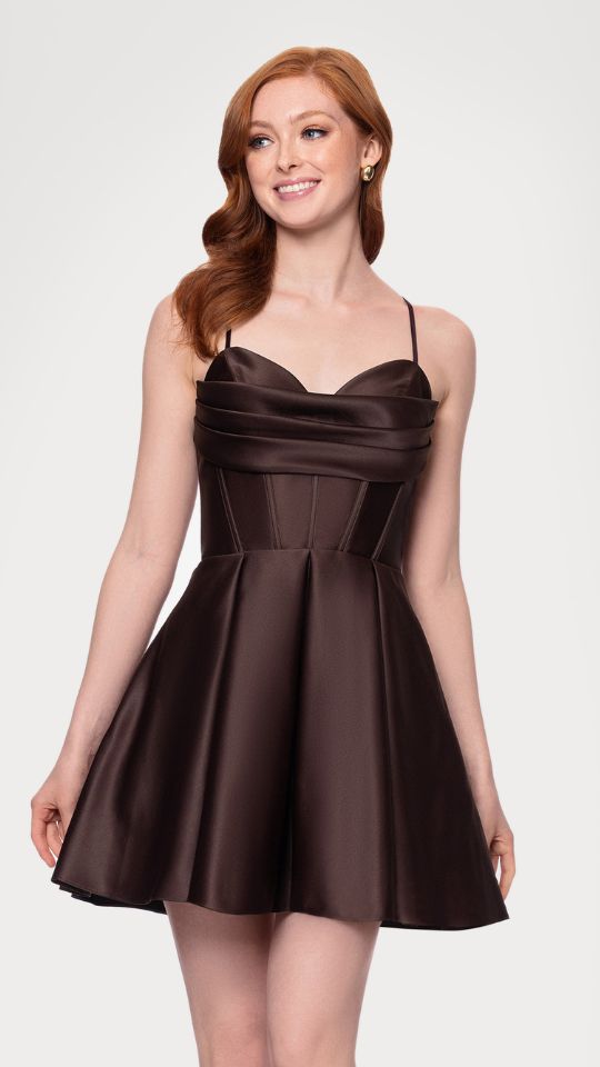 "Lindsay" Short Satin Corset Tie Up Back Dress