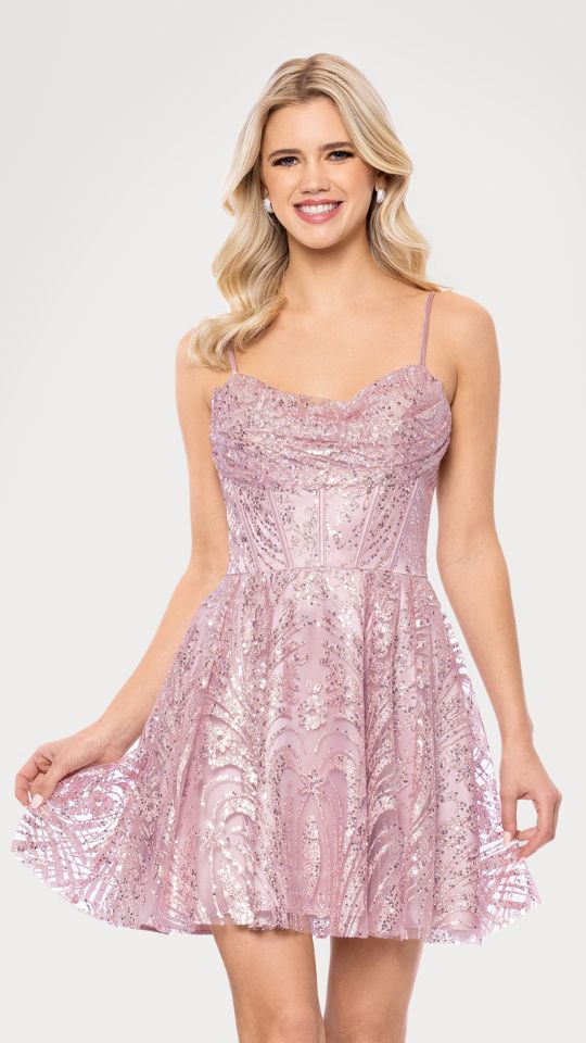 "Becky" Glitter Draoped Neck Short Dress