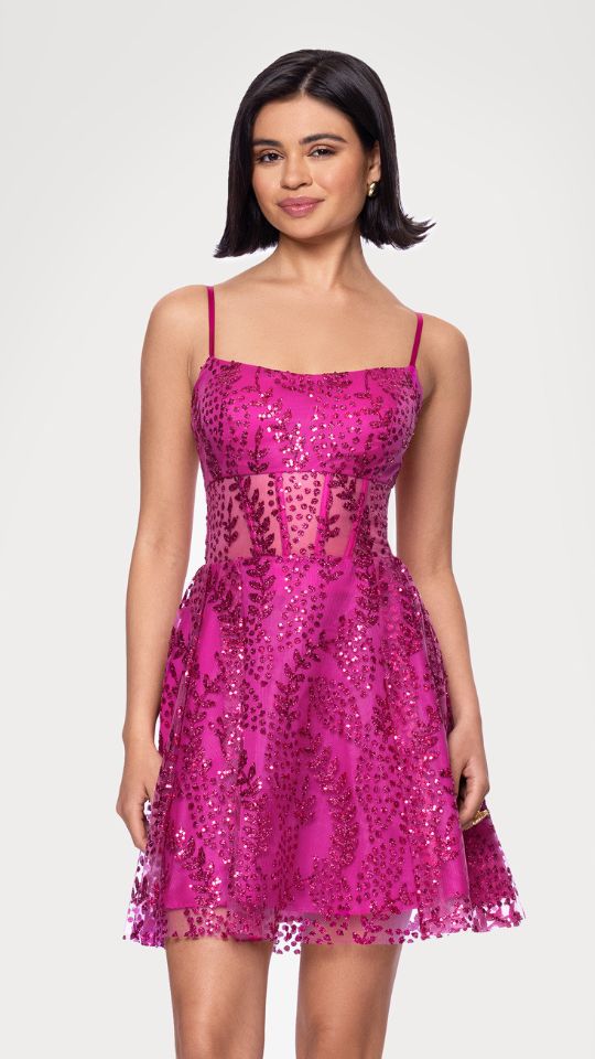 "Catherine" Short Glitter Illusion Party Dress