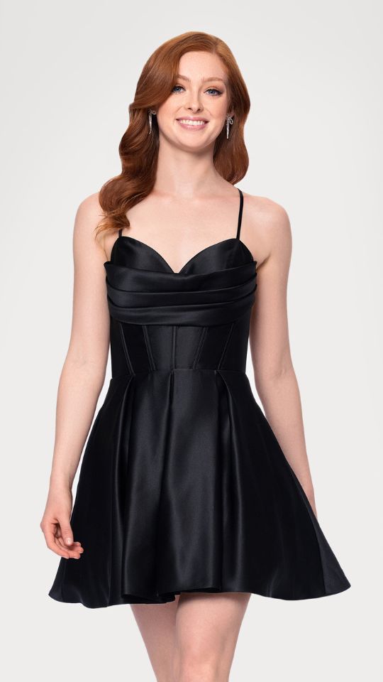 "Lindsay" Short Satin Corset Tie Up Back Dress