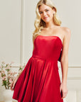 "Lisa" Velvet Strapless Bow Back Short Dress
