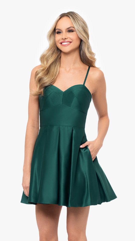"Nina" Short Satin Sweetheart Party Dress