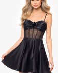 "Justine" Short Illusion Corset Satin Party Dress