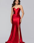 "Amber" Satin Strapless Trumpet Dress