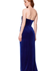Blondie Nites "Angela" Velvet Strapless Draped Skirt Floor Length Dress