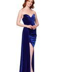 Blondie Nites "Angela" Velvet Strapless Draped Skirt Floor Length Dress