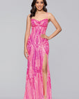 Blondie Nites "Elena" Sequin Pattern Cross Back Floor Length Dress