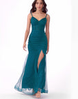 "Alexie" Long Mesh Corset Rouched Mermaid Dress