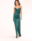"Vicky" Long Strapless Satin Dress