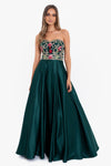 "Eliana" Long Strapless Embroidery Lace Up Dress