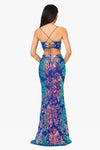 "Rebecca" Long Iridescent Floral Sequin Dress