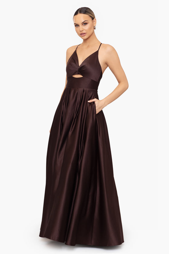 "Cassidy" Long Satin Cut Out Ball Gown