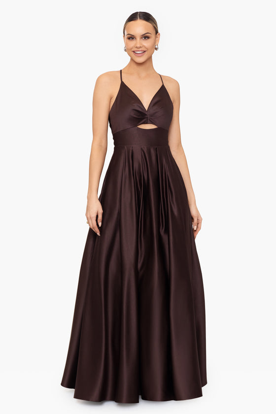 "Cassidy" Long Satin Cut Out Ball Gown