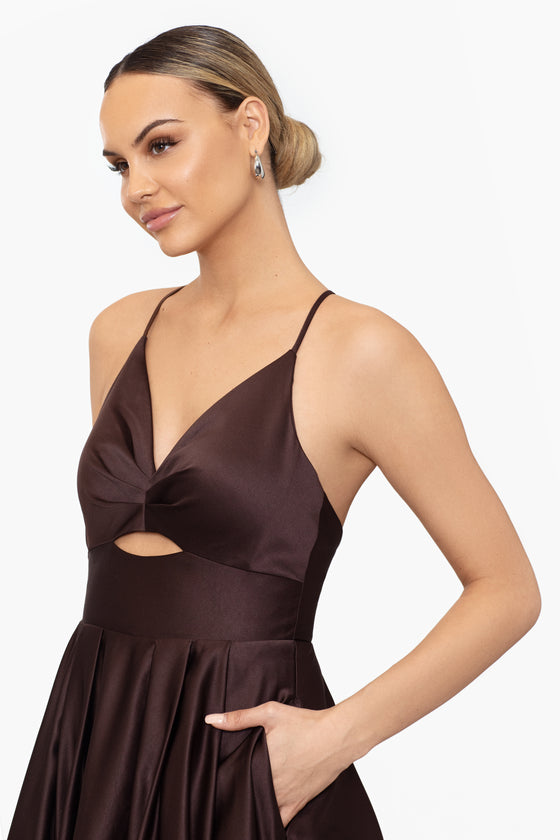 "Cassidy" Long Satin Cut Out Ball Gown