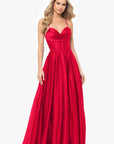 "Liza" Lamour Satin Draped Corset Tieback Gown