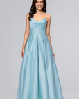 "Liza" Lamour Satin Draped Corset Lace Up Gown