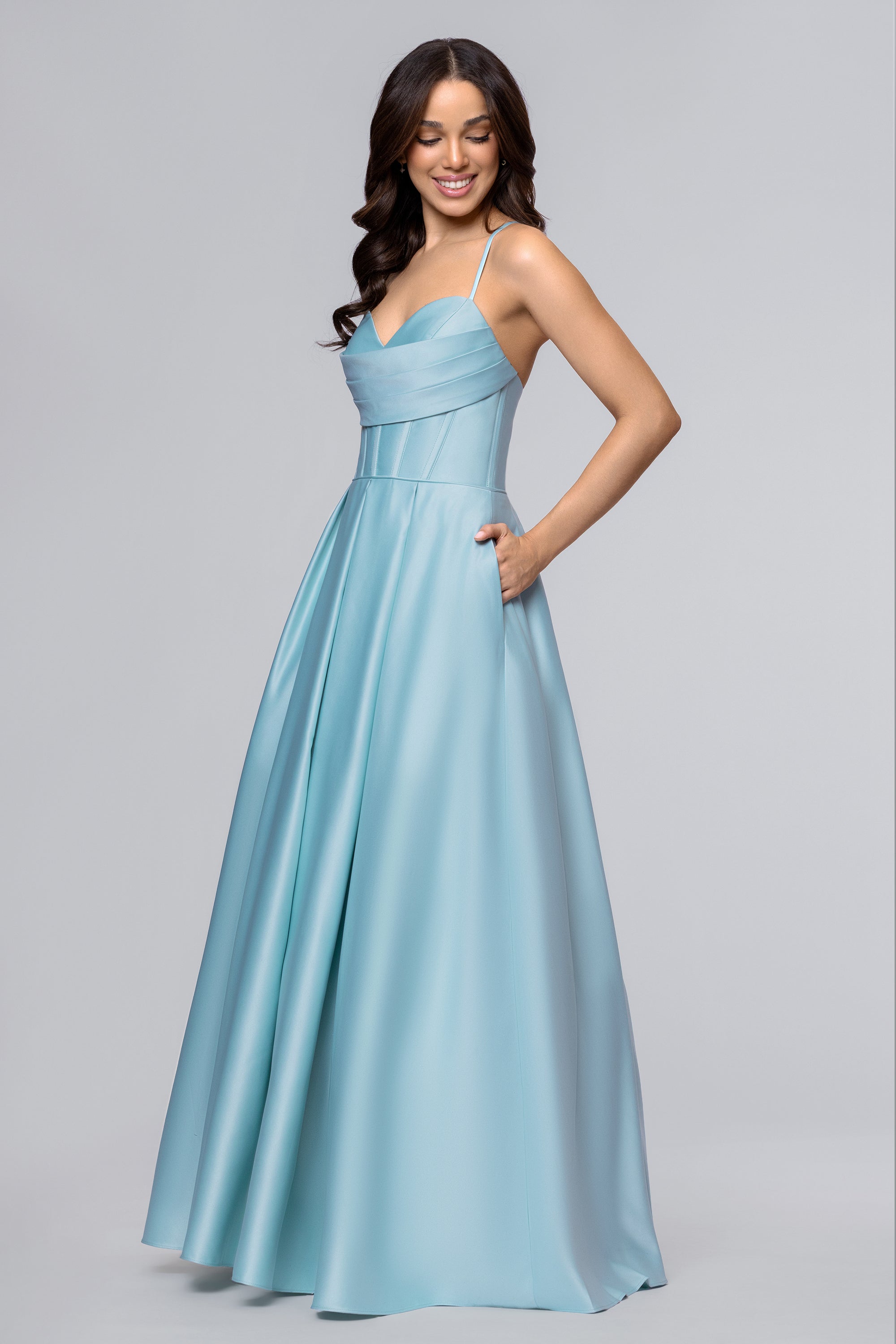 Liza" Lamour Satin Draped Corset Tieback Gown | Blondie Nites Liza" Lamour Satin Draped Corset Tieback Gown | Blondie Nites