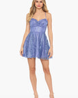 Blondie Nites "Tiara" Short Glitter Mesh Tie Back Party Dress