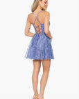 Blondie Nites "Tiara" Short Glitter Mesh Tie Back Party Dress