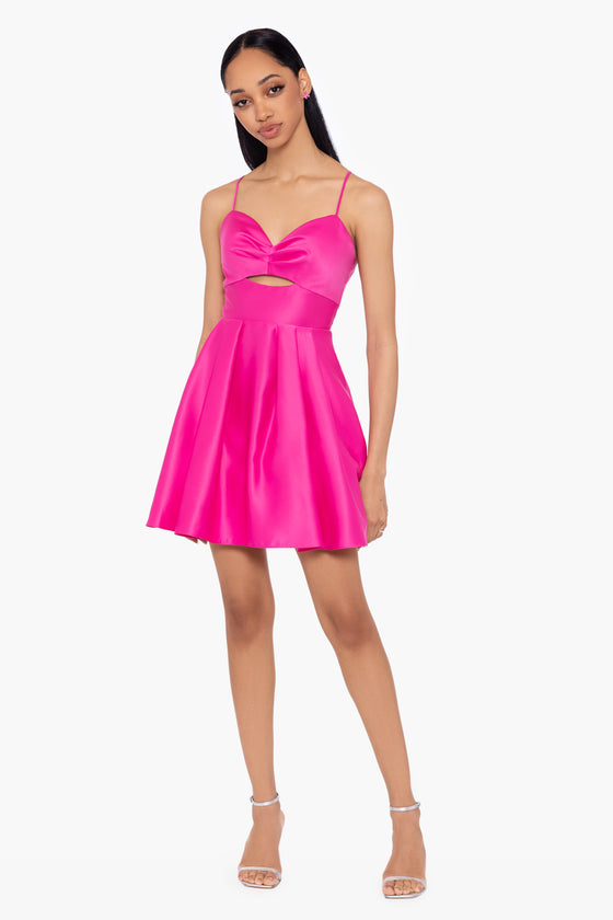 "Mia" Short Satin Cut Out Tie Up Back Dress