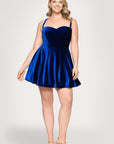 Blondie Nites Plus "Ella" Short Velvet Tie Up Back Dress