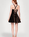 "Ella" Short Velvet Tie Up Back Dress