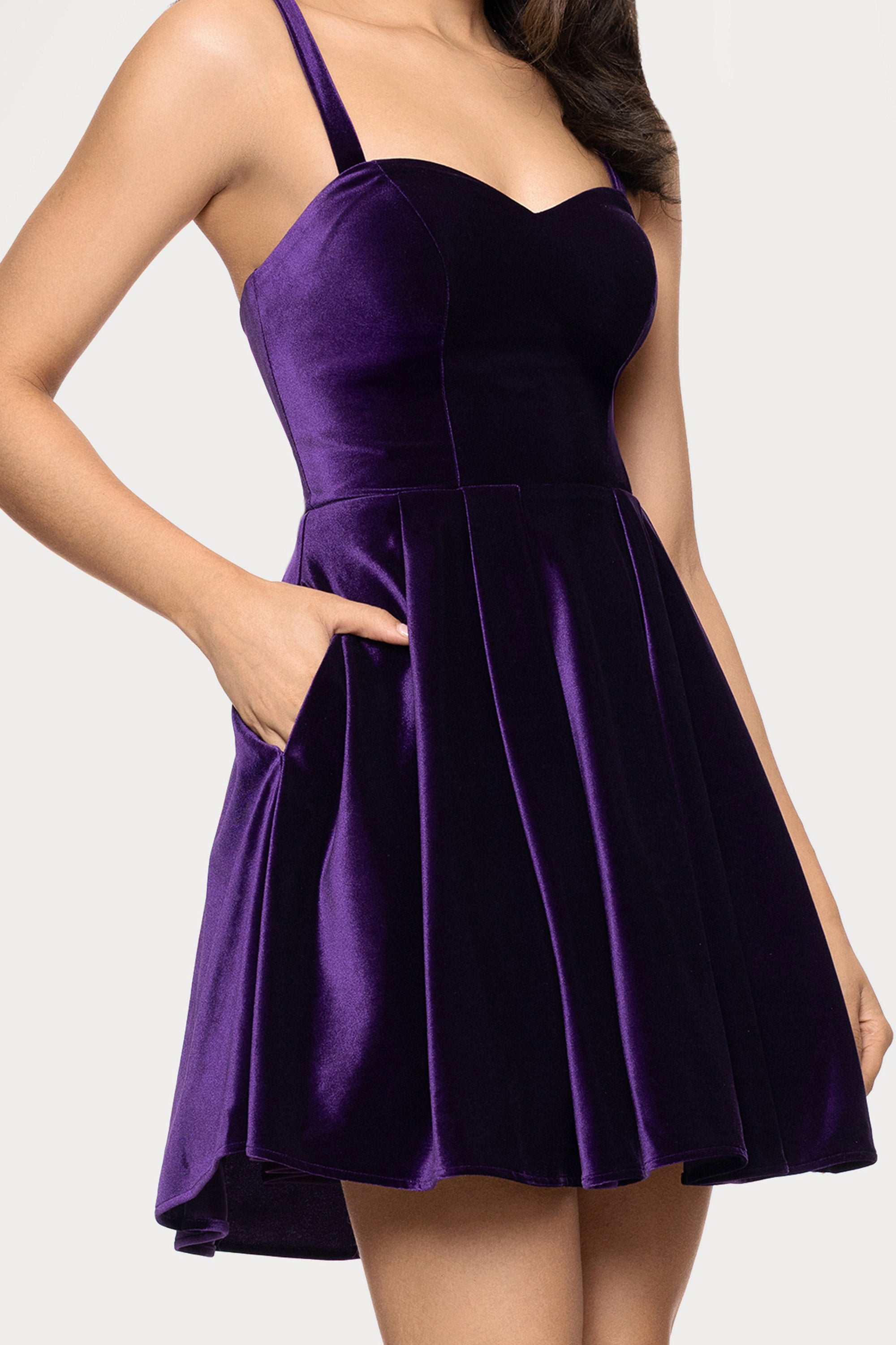 purple velvet dress mini Plus Size Bell Sleeve Long Sleeve Velvet Turtle Neck, Twilight Nights Mini Dress in Purple, Size 1X, For Birthday